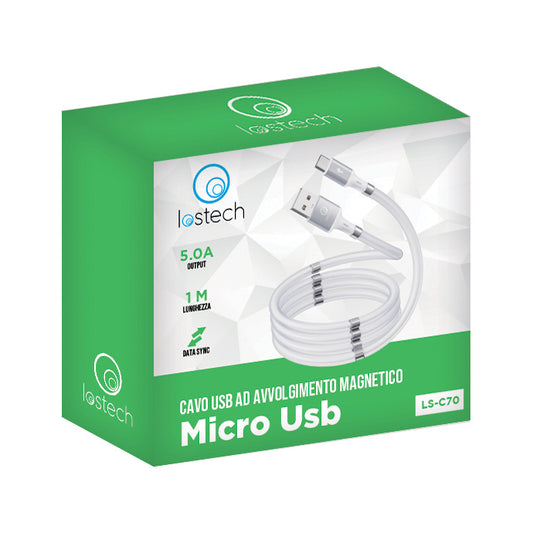 LOSTECH LS-C70 CAVO MICRO USB AD AVVOLGIMENTO MAGNETICO 5A 100CM