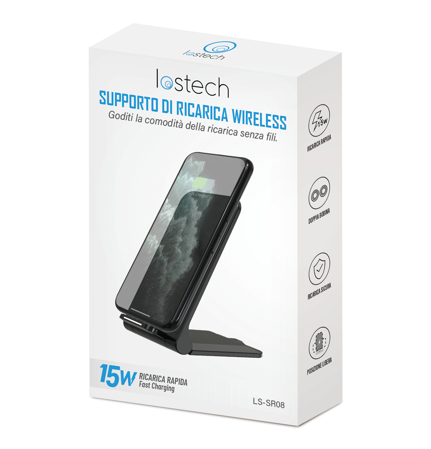 LOSTECH PREMIUM LS-SR08 SUPPORTO DI RICARICA WIRELESS 15W