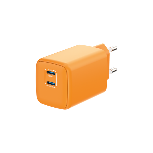 LOSTECH PREMIUM LS-NC13C CARICATORE GaN 45W DOPPIA USB-C CON CAVO USB-C / USB-C 150CM - Cosmic Orange