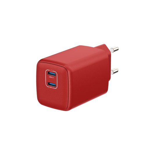 LOSTECH PREMIUM LS-NC13R CARICATORE GaN 45W DOPPIA USB-C CON CAVO USB-C / USB-C 150CM - Cherry Red
