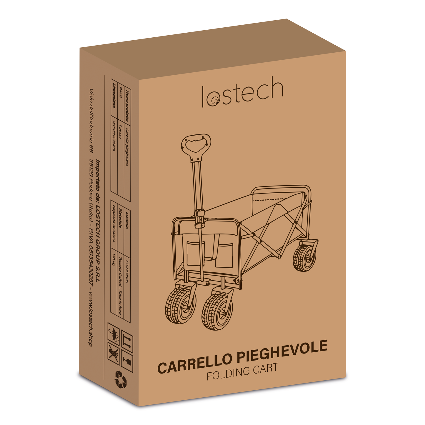 LOSTECH CARRELLO PIEGHEVOLE - PORTATA FINO A 150KG - NERO