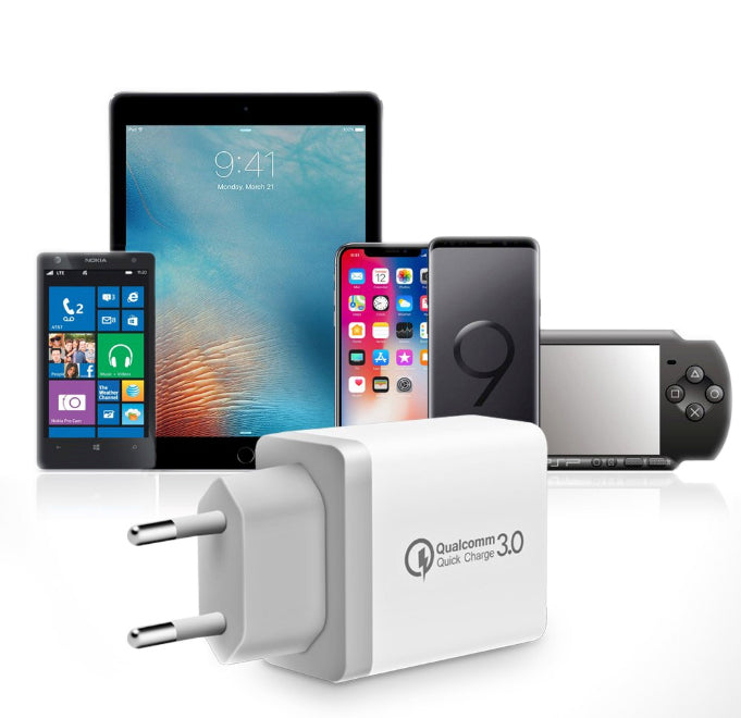 LOSTECH LS-Z23 CARICATORE DA PARETE CON 3 PORTE USB COMPATIBILE QC3.0