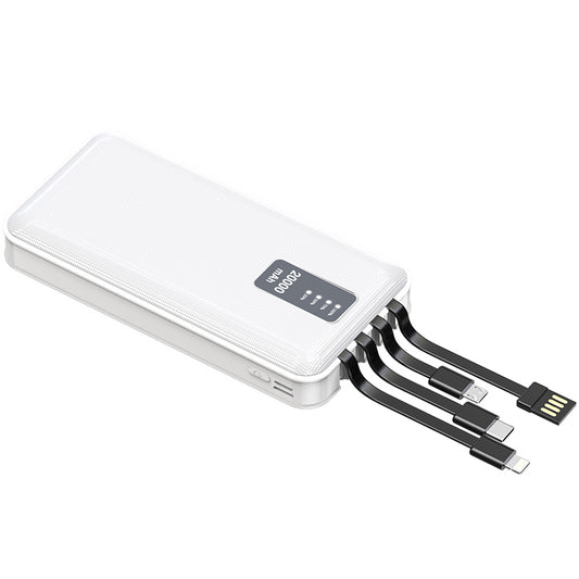 LOSTECH PREMIUM LS-PB391B UNIVERSAL POWER BANK 20000 MAH CON CAVI MICRO USB LIGHTNING E TYPE-C INCORPORATI - BIANCO