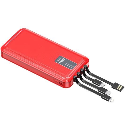 LOSTECH PREMIUM LS-PB391R UNIVERSAL POWER BANK 20000 MAH CON CAVI MICRO USB LIGHTNING E TYPE-C INCORPORATI - ROSSO