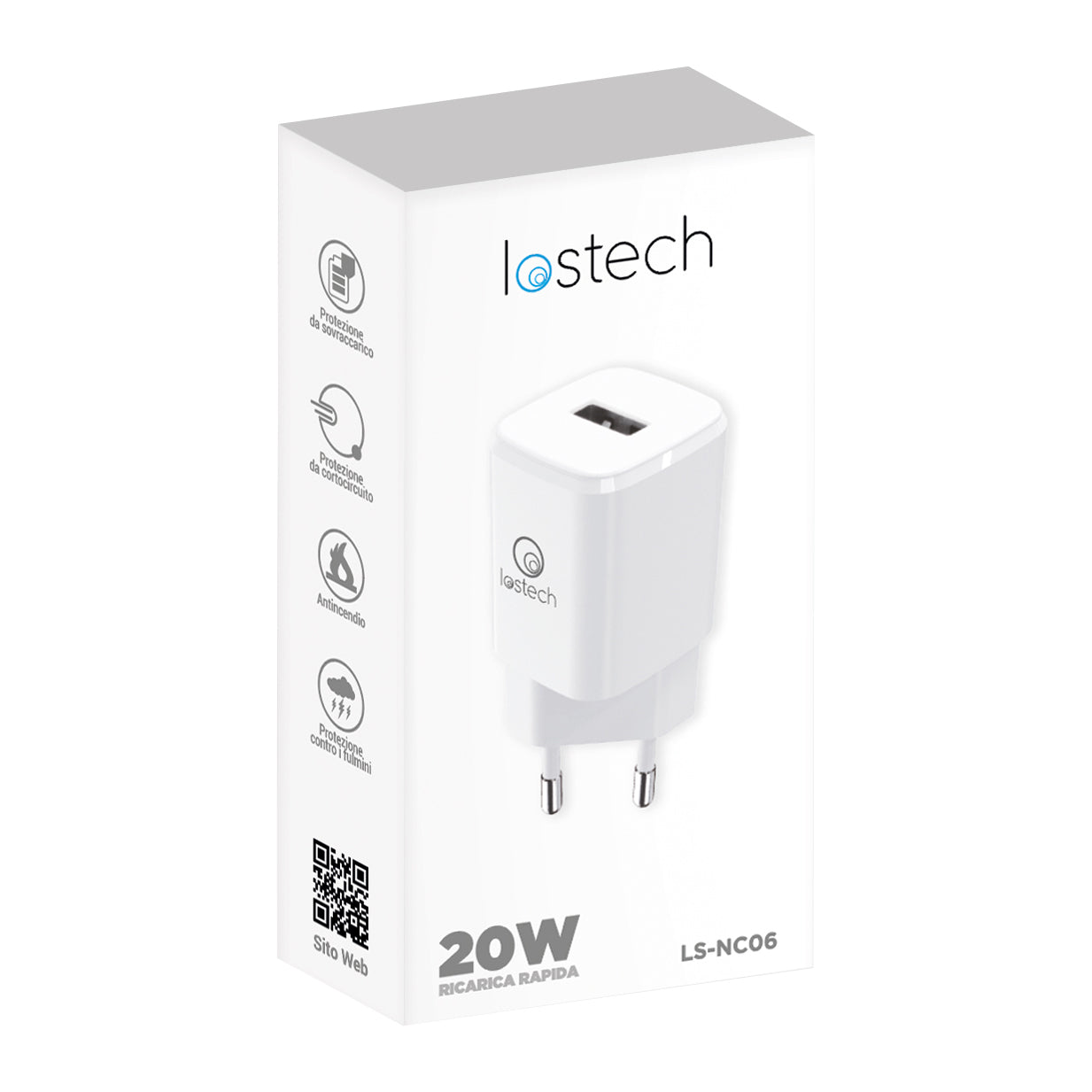 LOSTECH LS-NC06 CARICATORE RAPIDO 20W CON PRESA USB