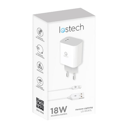 LOSTECH LS-NC61L CARICATORE RAPIDO 18W CON CAVO LIGHTNING 1M