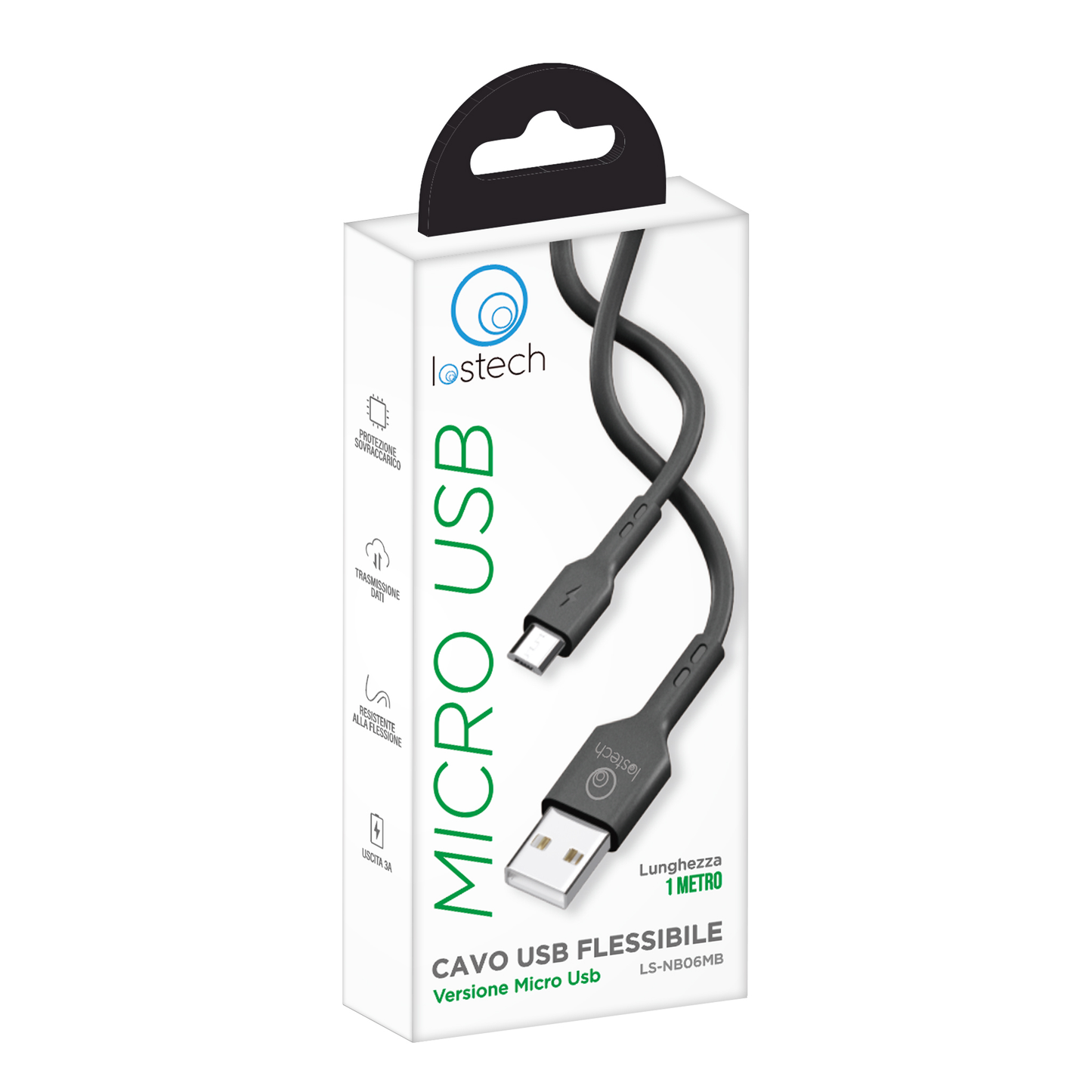 LOSTECH LS-NB06MB CAVO USB FLESSIBILE 1M MICRO USB - BLACK