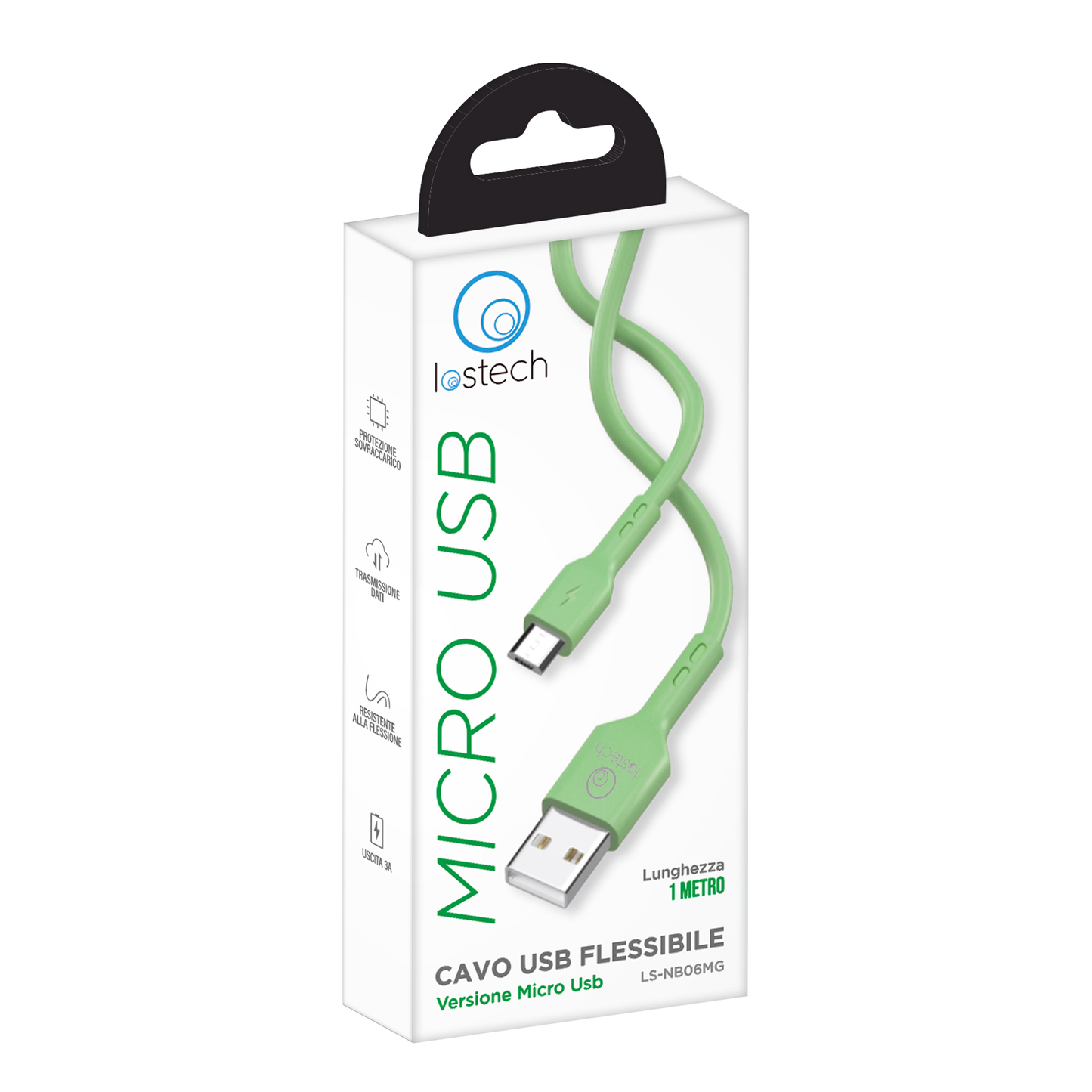 LOSTECH LS-NB06MG CAVO USB FLESSIBILE 1M MICRO USB - GREEN