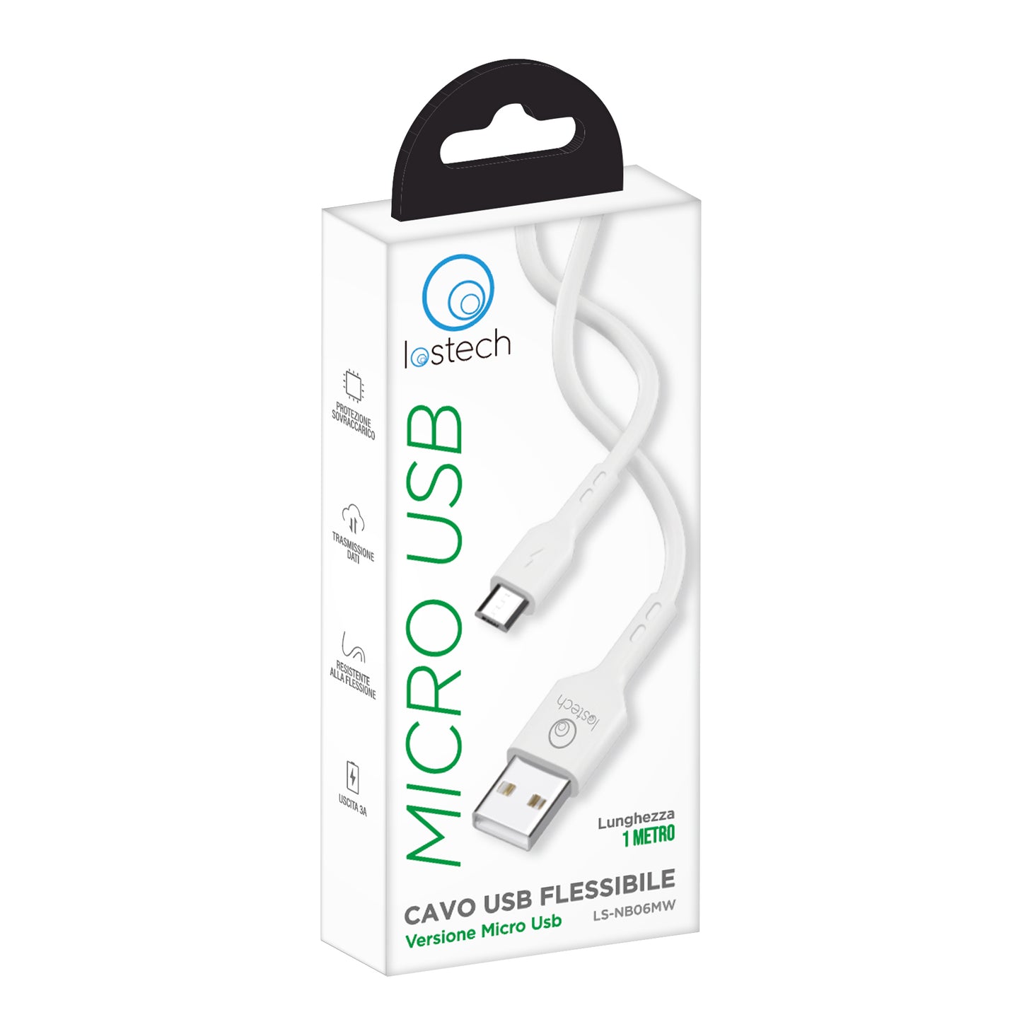 LOSTECH LS-NB06MW CAVO USB FLESSIBILE 1M MICRO USB - WHITE