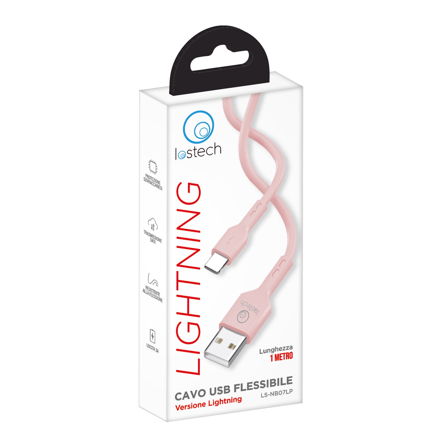 LOSTECH LS-NB07LP CAVO USB FLESSIBILE 1M LIGHTNING - PINK