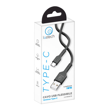 LOSTECH LS-NB08TB CAVO USB FLESSIBILE 1M TYPE C - BLACK