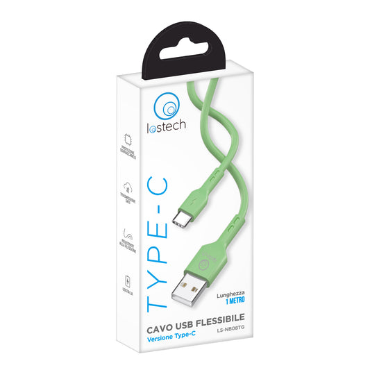 LOSTECH LS-NB08TG CAVO USB FLESSIBILE 1M TYPE C - GREEN