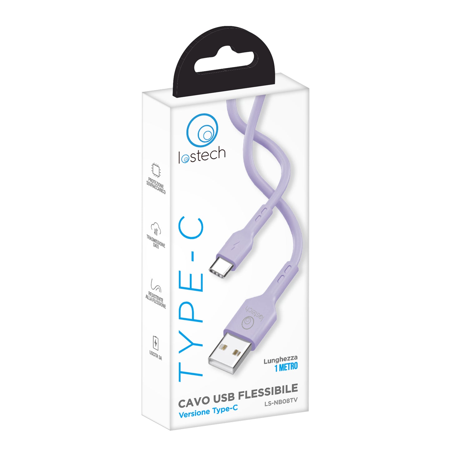 LOSTECH LS-NB08TV CAVO USB FLESSIBILE 1M TYPE C - VIOLET