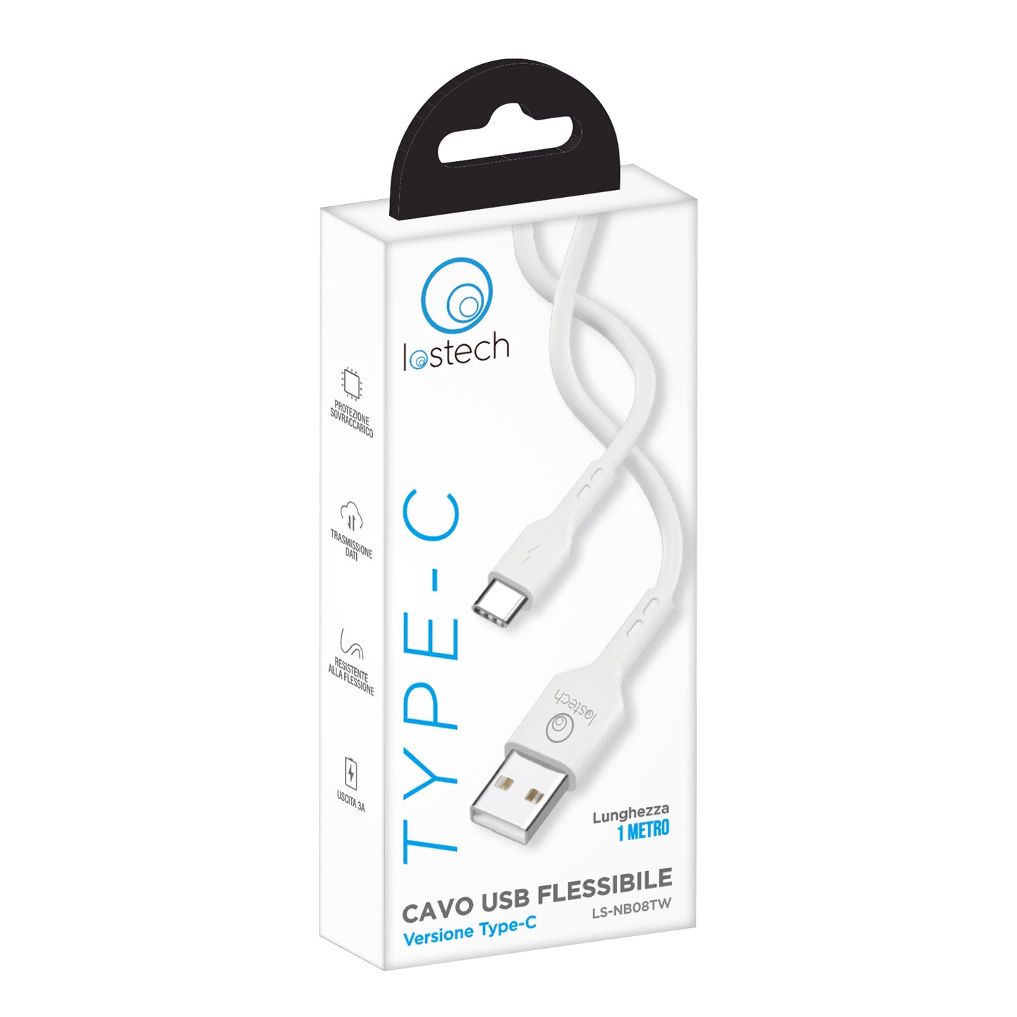 LOSTECH LS-NB08TW CAVO USB FLESSIBILE 1M TYPE C - WHITE