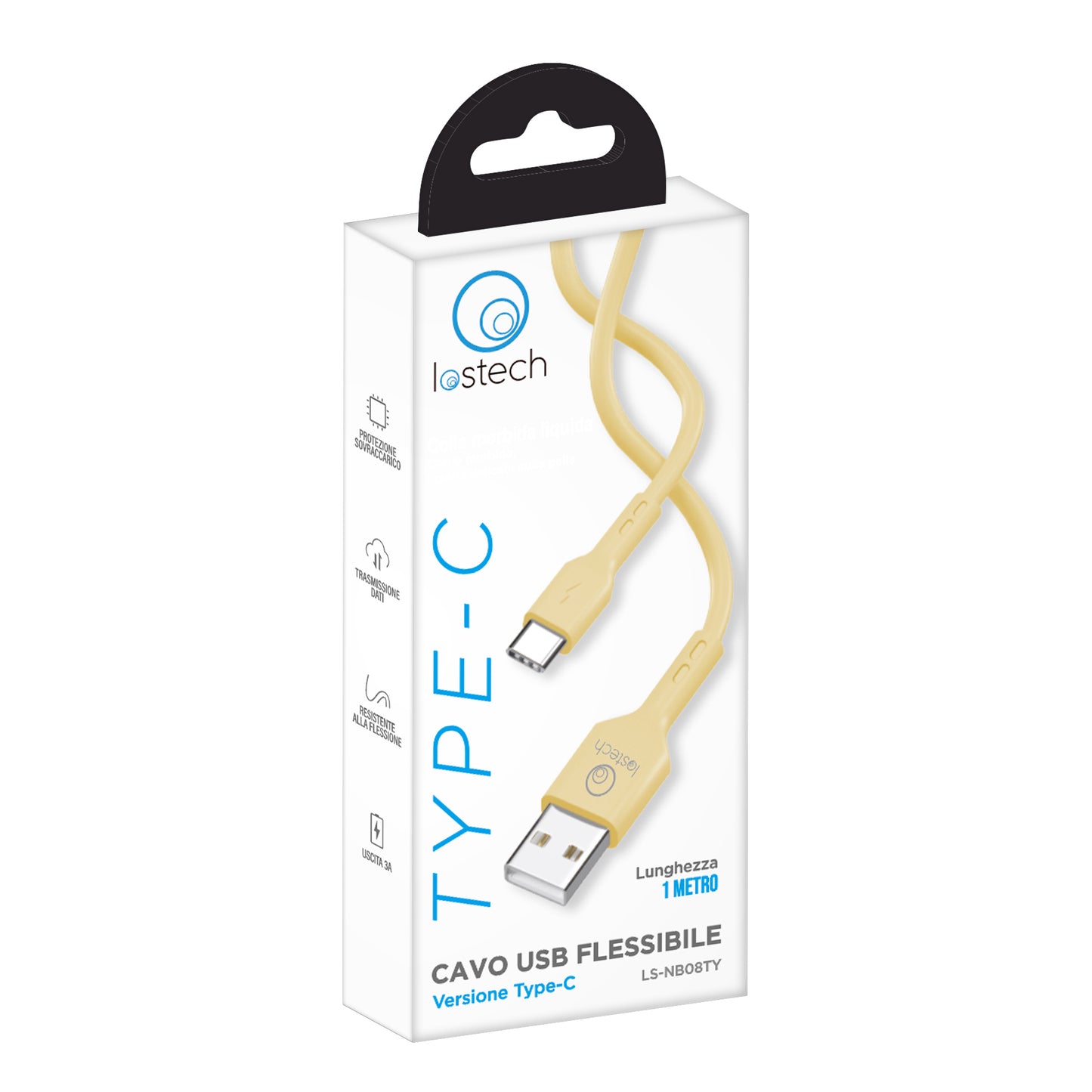 LOSTECH LS-NB08TY CAVO USB FLESSIBILE 1M TYPE C - YELLOW