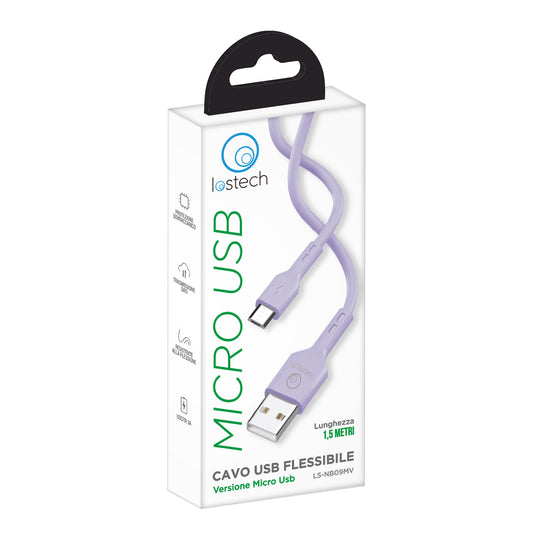 LOSTECH LS-NB09MV CAVO USB FLESSIBILE 1.5M MICRO USB - VIOLET