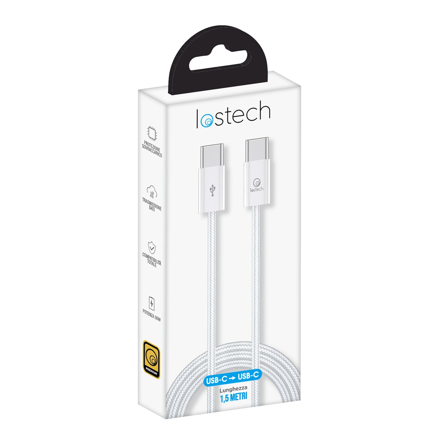 LOSTECH PREMIUM LS-NB02TW CAVO USB C / USB C 1.5M - WHITE (60W)