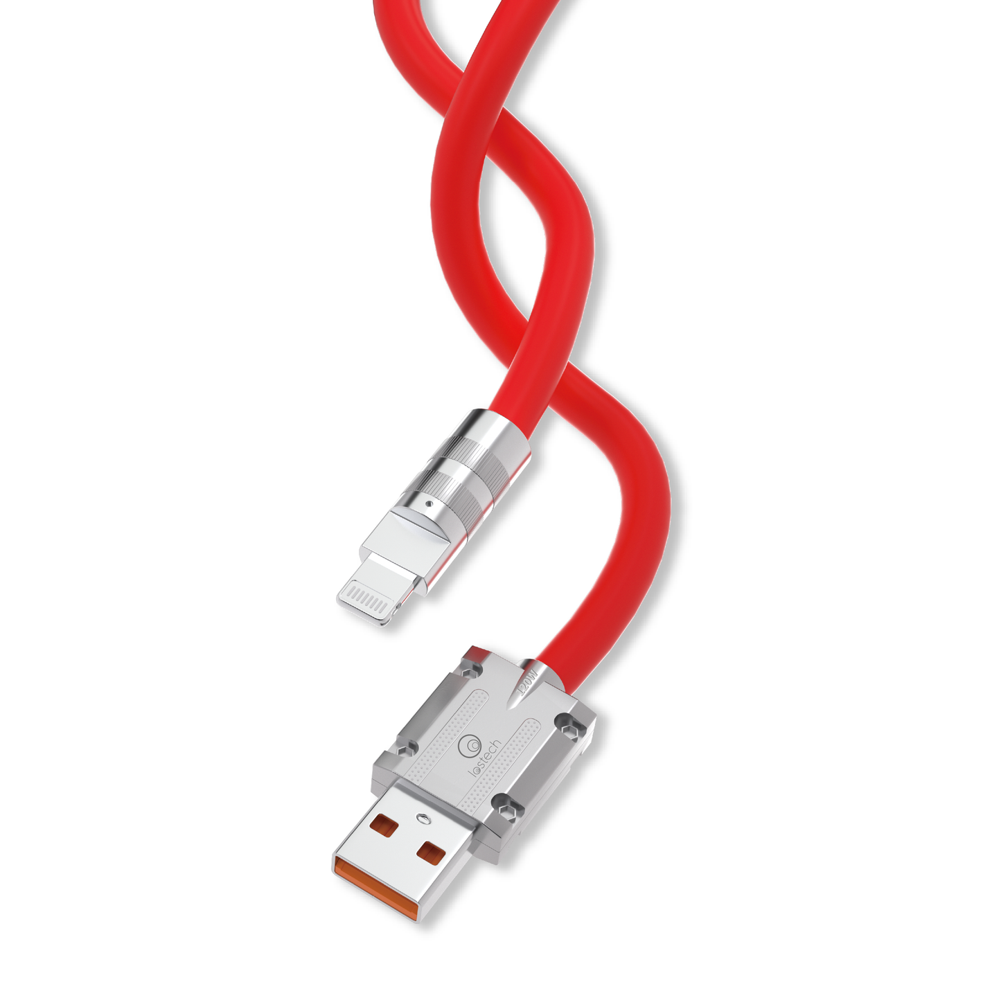 LOSTECH PREMIUM LS-NB19R CAVO USB / LIGHTNING CON SUPPORTO FINO A 120W - RICARICA RAPIDA PER IPHONE - RED