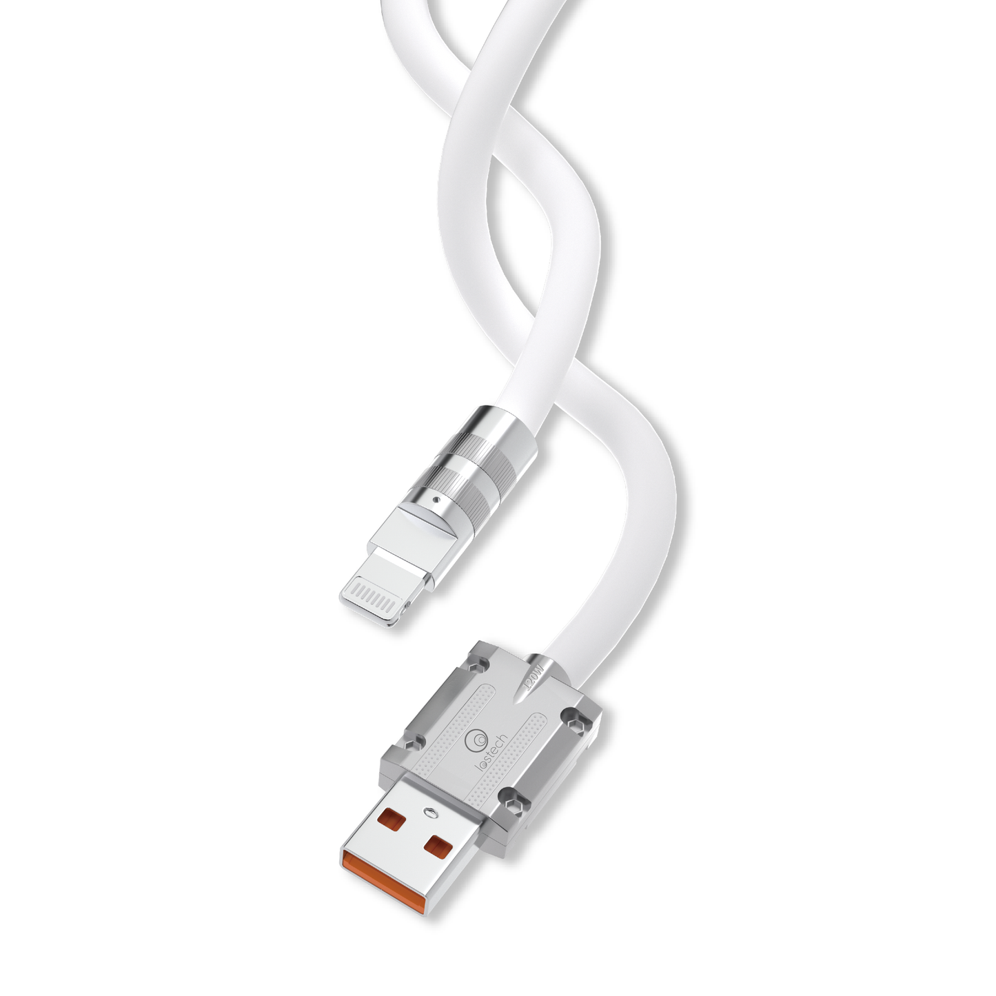 LOSTECH PREMIUM LS-NB19W CAVO USB / LIGHTNING CON SUPPORTO FINO A 120W - RICARICA RAPIDA PER IPHONE - WHITE