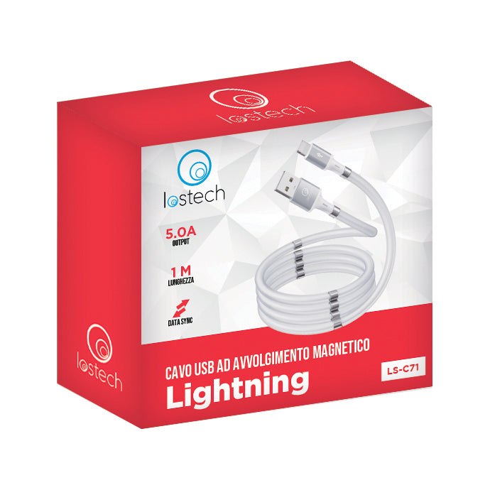 LOSTECH LS-C71 CAVO LIGHTNING AD AVVOLGIMENTO MAGNETICO 5A 100CM