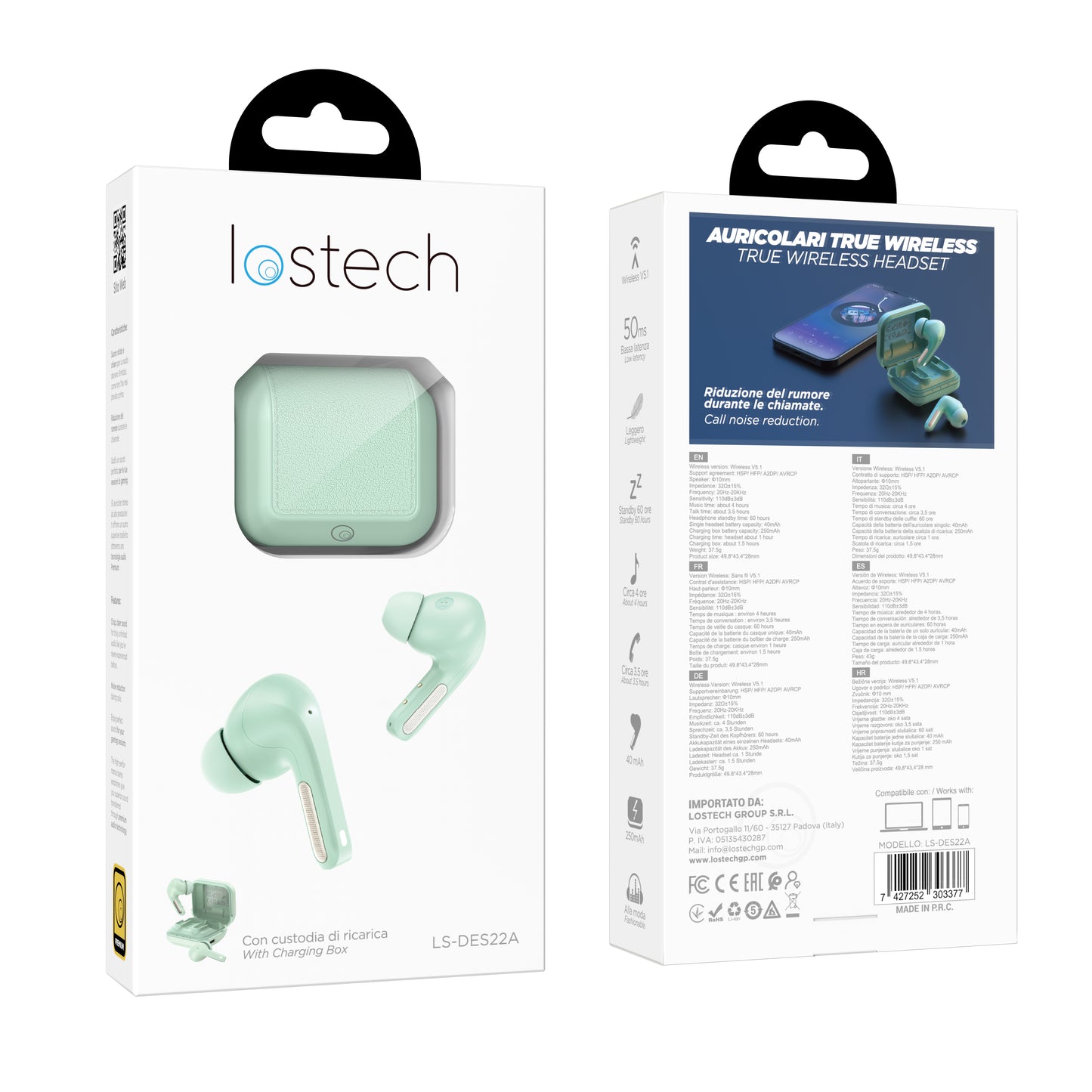 LOSTECH PREMIUM LS-DES22A AURICOLARI TRUE WIRELESS - GREEN