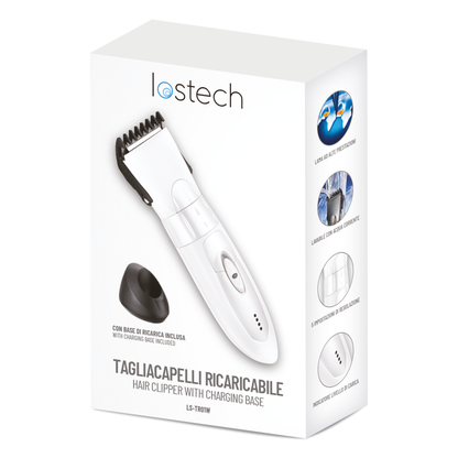 LOSTECH PREMIUM LS-TR01W TAGLIACAPELLI RICARICABILE CON BASE DI RICARICA - WHITE