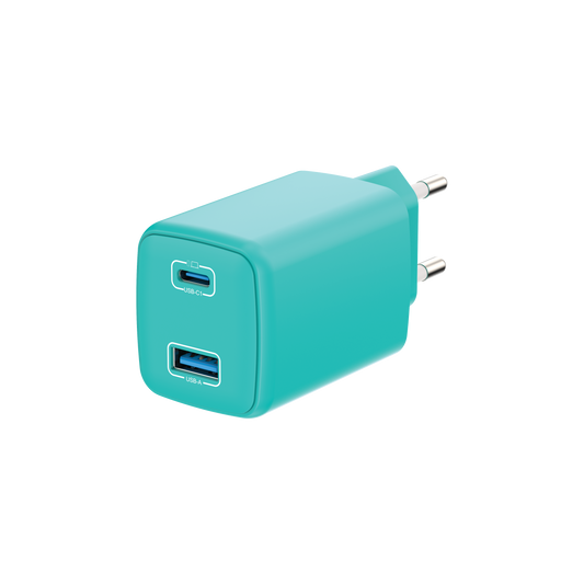 LOSTECH PREMIUM LS-NC12A CARICATORE GaN 45W USB / USB-C CON CAVO USB-C / USB-C 150CM - Aquamarine Blue