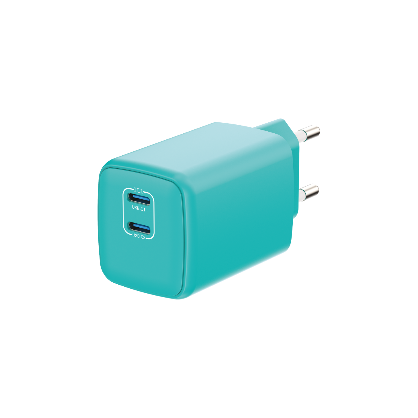 LOSTECH PREMIUM LS-NC13A CARICATORE GaN 45W DOPPIA USB-C CON CAVO USB-C / USB-C 150CM - Aquamarine Blue