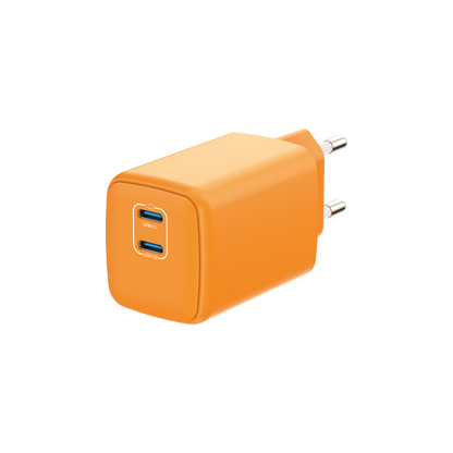 LOSTECH PREMIUM LS-NC13C CARICATORE GaN 45W DOPPIA USB-C CON CAVO USB-C / USB-C 150CM - Cosmic Orange