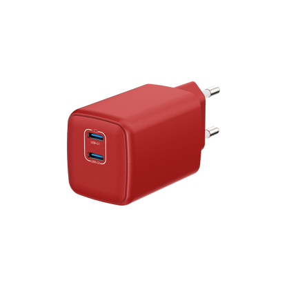 LOSTECH PREMIUM LS-NC13R CARICATORE GaN 45W DOPPIA USB-C CON CAVO USB-C / USB-C 150CM - Cherry Red