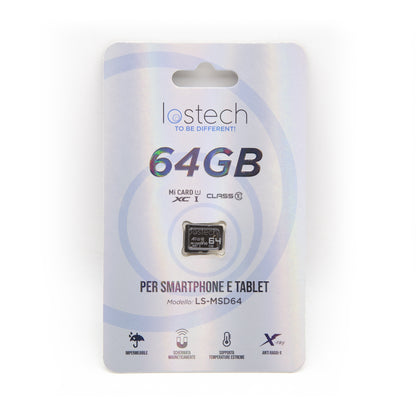 LOSTECH PREMIUM LS-MSD64 MICRO SD XC PER SMARTPHONE E TABLET - 64GB CLASS 10